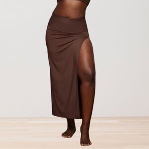 SKIMS Brown Swim Coverup with Side Slit